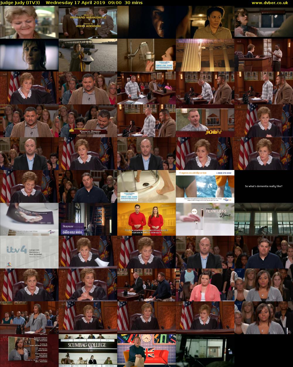 Judge Judy (ITV3) Wednesday 17 April 2019 09:00 - 09:30