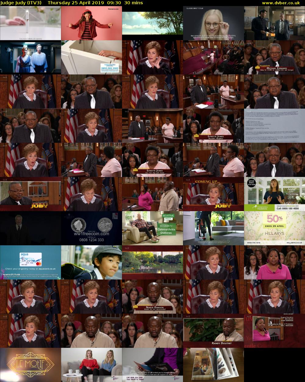 Judge Judy (ITV3) Thursday 25 April 2019 09:30 - 10:00