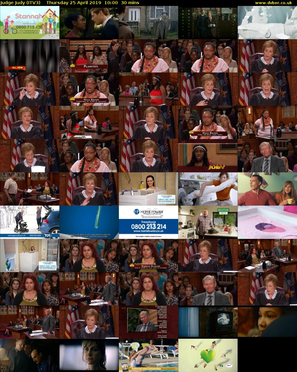 Judge Judy (ITV3) Thursday 25 April 2019 10:00 - 10:30