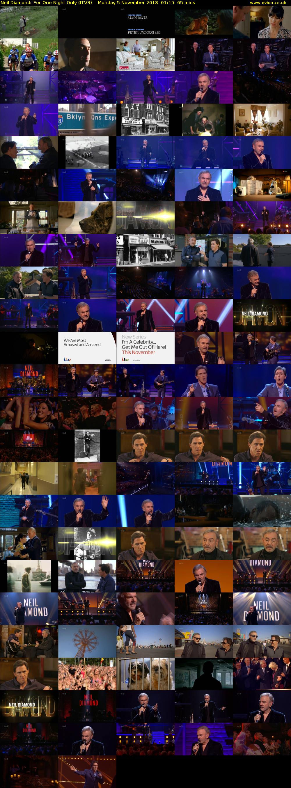 Neil Diamond: For One Night Only (ITV3) Monday 5 November 2018 01:15 - 02:20