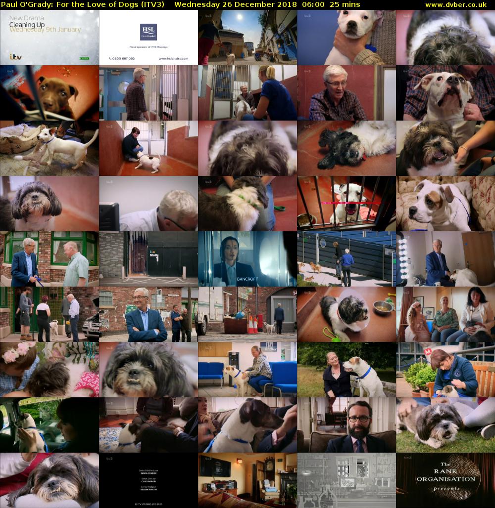 Paul O'Grady: For the Love of Dogs (ITV3) Wednesday 26 December 2018 06:00 - 06:25