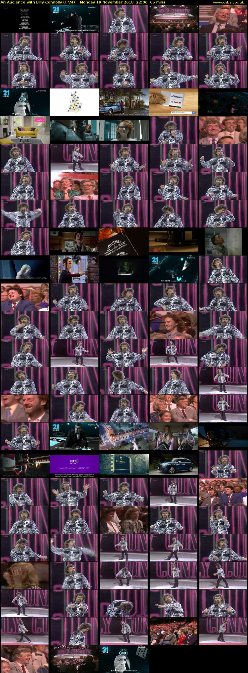 An Audience with Billy Connolly (ITV4) Monday 19 November 2018 22:00 - 23:05