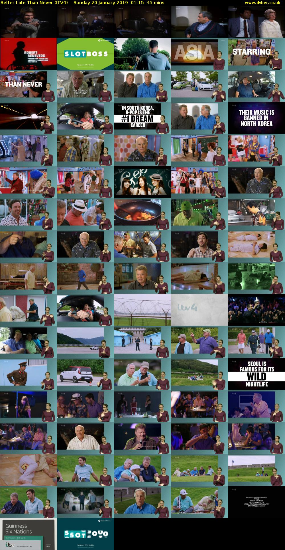 Better Late Than Never (ITV4) Sunday 20 January 2019 01:15 - 02:00