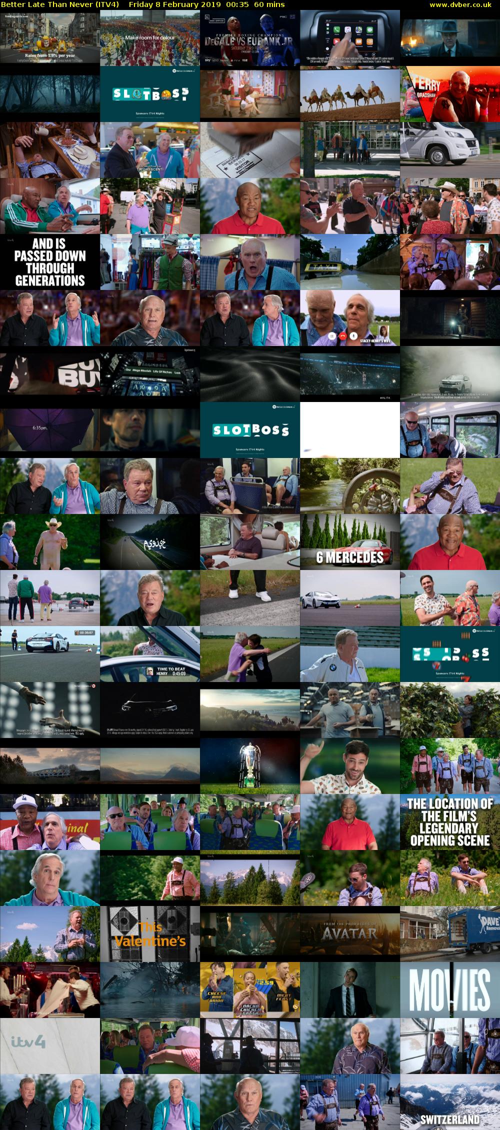 Better Late Than Never (ITV4) Friday 8 February 2019 00:35 - 01:35