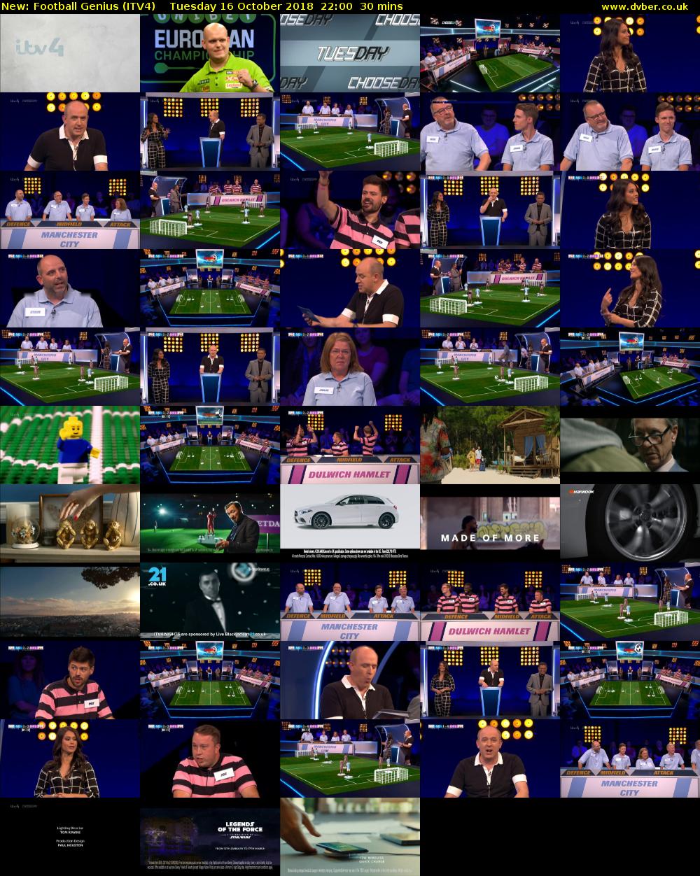 Football Genius (ITV4) Tuesday 16 October 2018 22:00 - 22:30