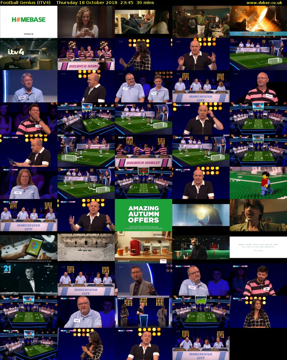 Football Genius (ITV4) Thursday 18 October 2018 23:45 - 00:15