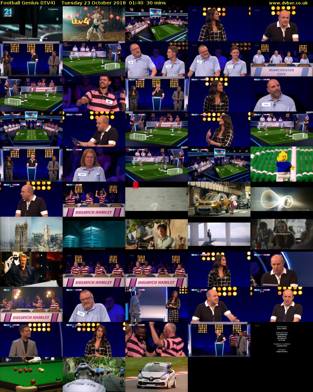 Football Genius (ITV4) Tuesday 23 October 2018 01:40 - 02:10