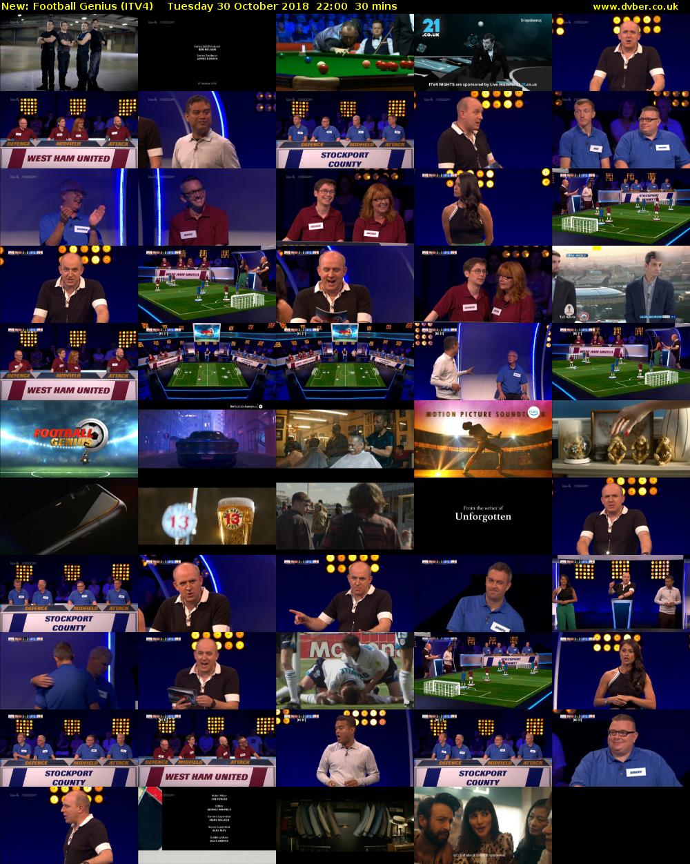 Football Genius (ITV4) Tuesday 30 October 2018 22:00 - 22:30