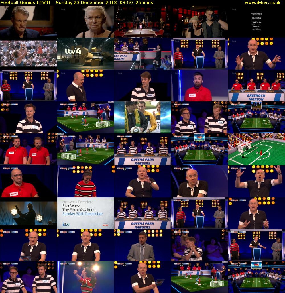 Football Genius (ITV4) Sunday 23 December 2018 03:50 - 04:15