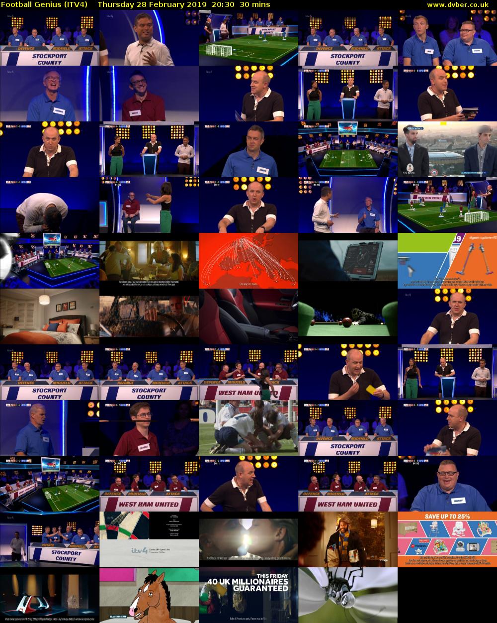 Football Genius (ITV4) Thursday 28 February 2019 20:30 - 21:00