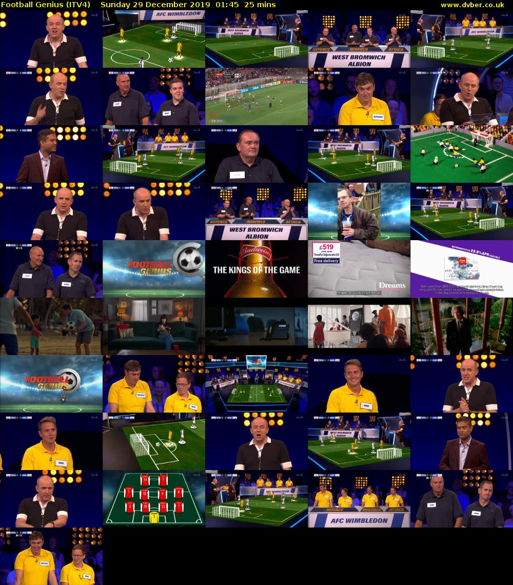Football Genius (ITV4) Sunday 29 December 2019 01:45 - 02:10