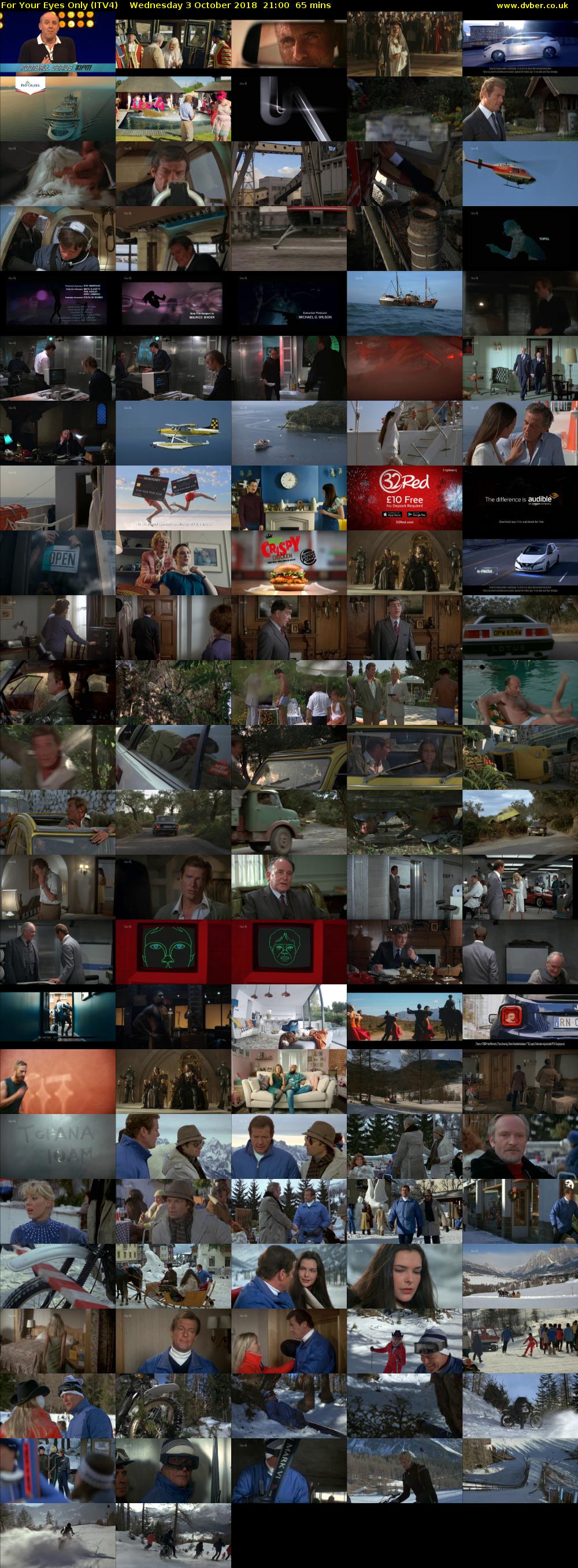 For Your Eyes Only (ITV4) Wednesday 3 October 2018 21:00 - 22:05