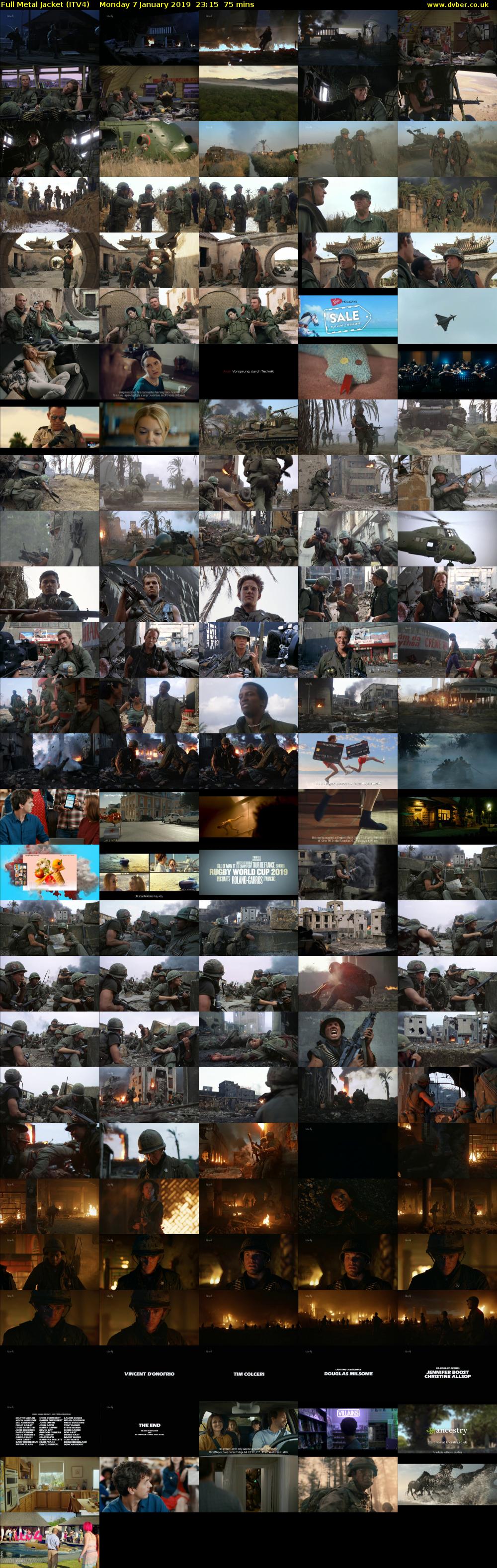 Full Metal Jacket (ITV4) Monday 7 January 2019 23:15 - 00:30