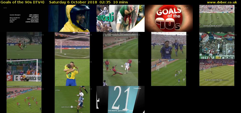 Goals of the 90s (ITV4) Saturday 6 October 2018 02:35 - 02:45
