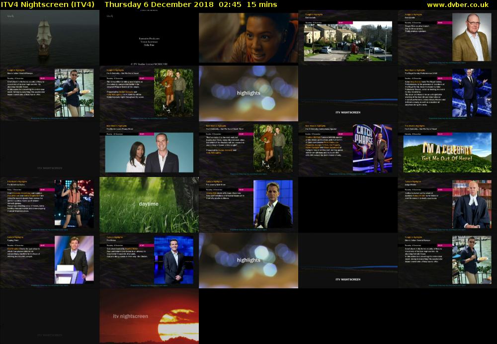 ITV4 Nightscreen (ITV4) Thursday 6 December 2018 02:45 - 03:00