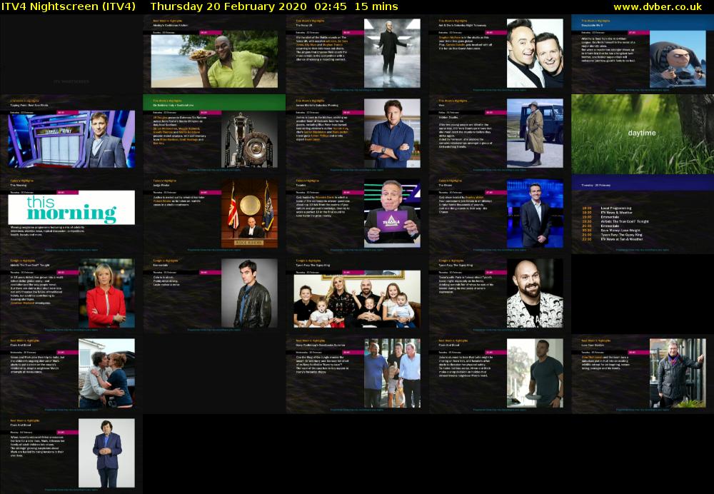 ITV4 Nightscreen (ITV4) Thursday 20 February 2020 02:45 - 03:00