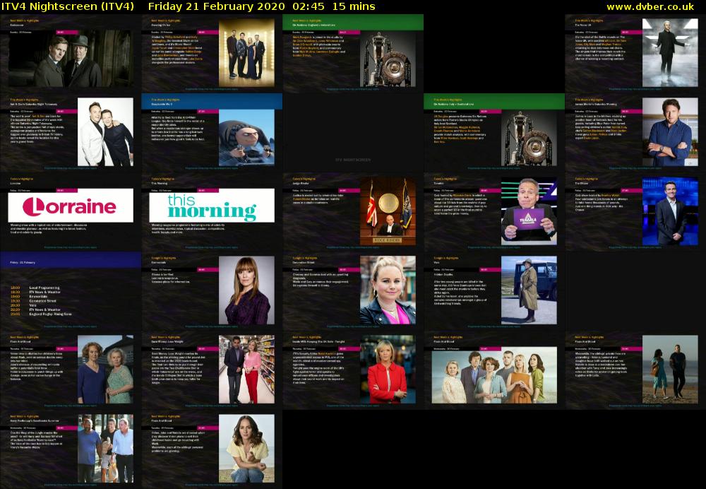 ITV4 Nightscreen (ITV4) Friday 21 February 2020 02:45 - 03:00