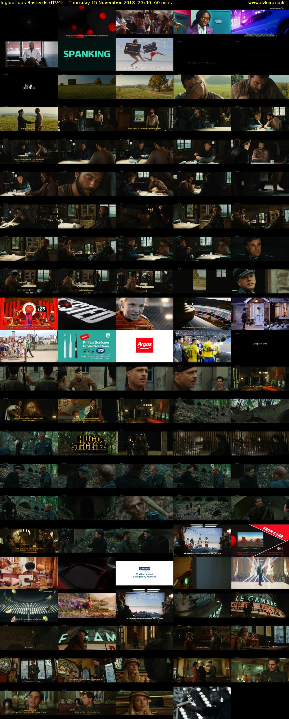 Inglourious Basterds (ITV4) Thursday 15 November 2018 23:40 - 00:40