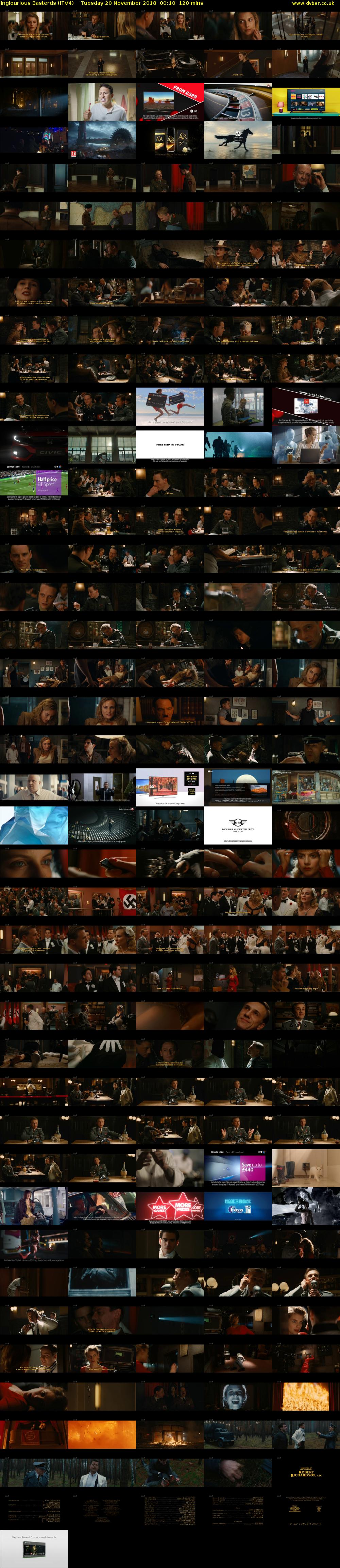 Inglourious Basterds (ITV4) Tuesday 20 November 2018 00:10 - 02:10