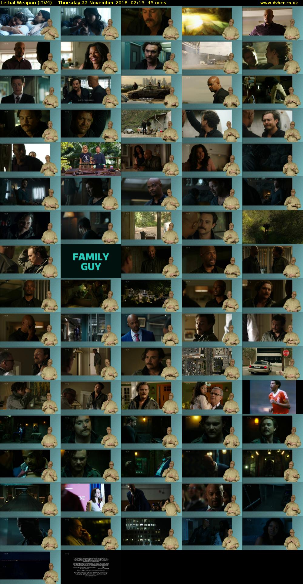 Lethal Weapon (ITV4) Thursday 22 November 2018 02:15 - 03:00