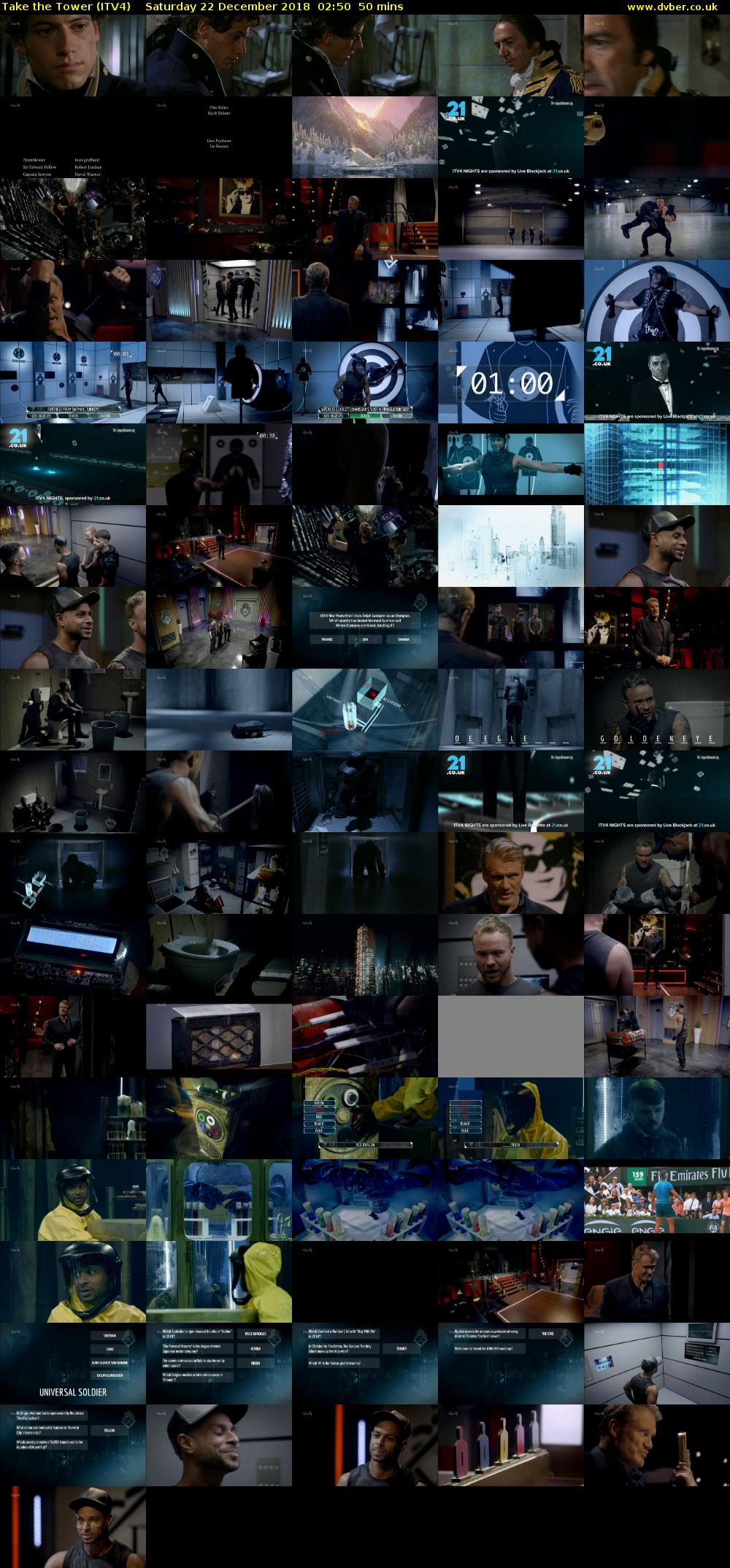 Take the Tower (ITV4) Saturday 22 December 2018 02:50 - 03:40