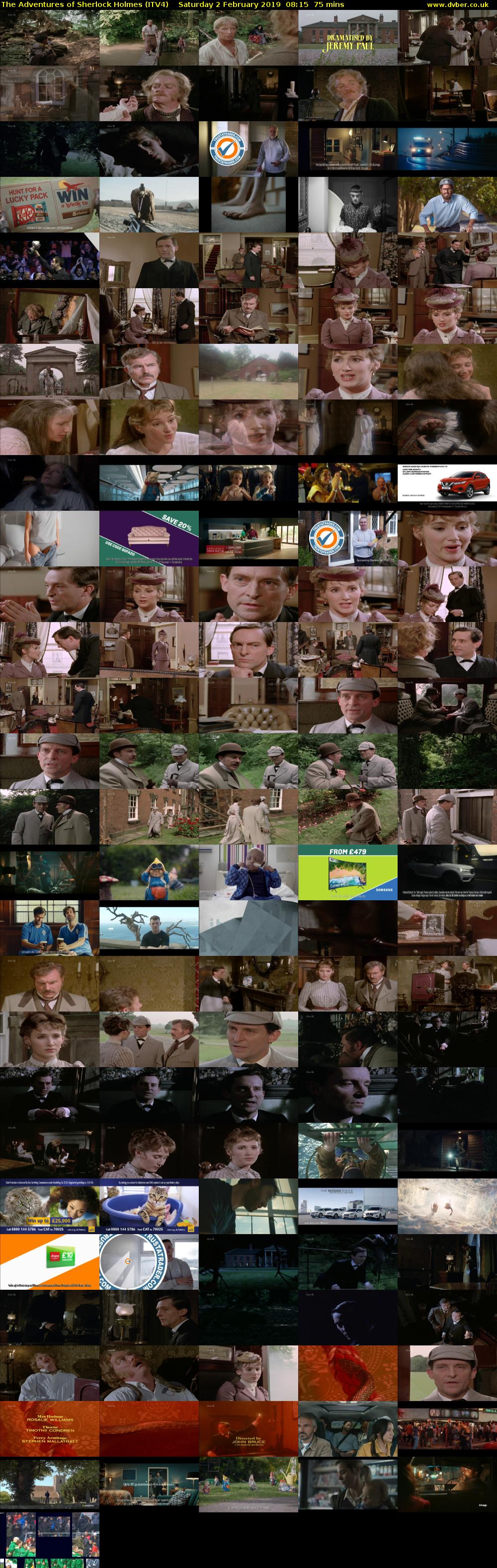 The Adventures of Sherlock Holmes (ITV4) Saturday 2 February 2019 08:15 - 09:30
