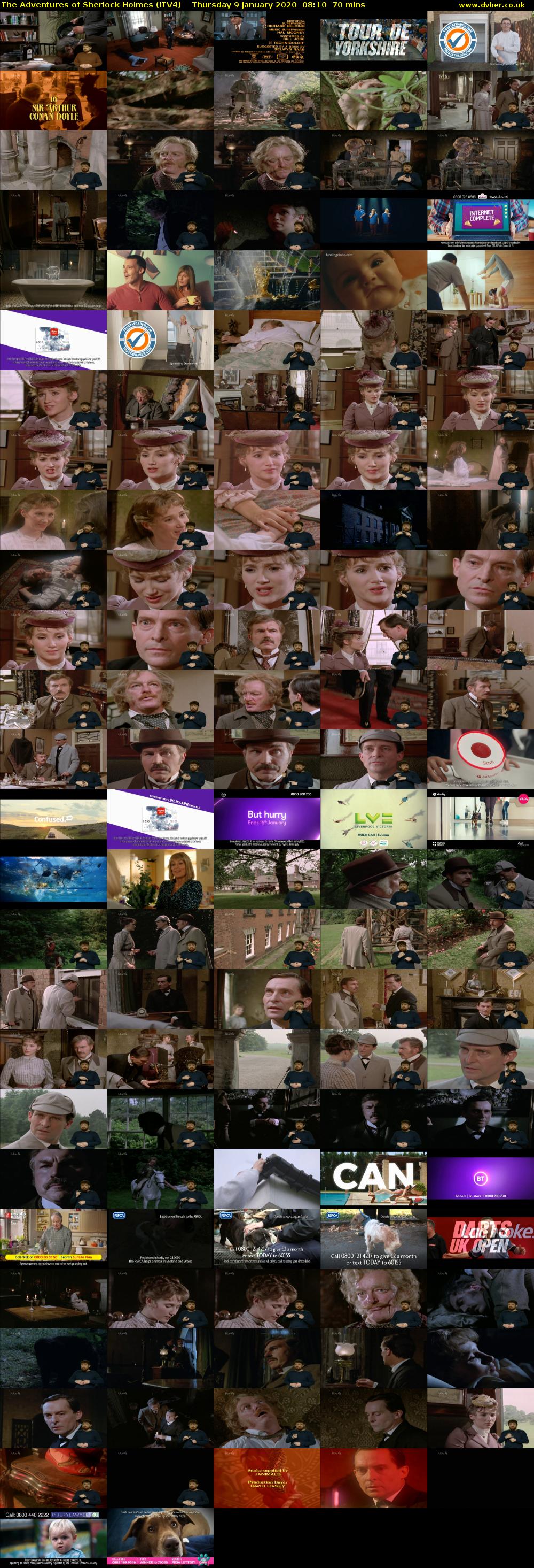 The Adventures of Sherlock Holmes (ITV4) Thursday 9 January 2020 08:10 - 09:20