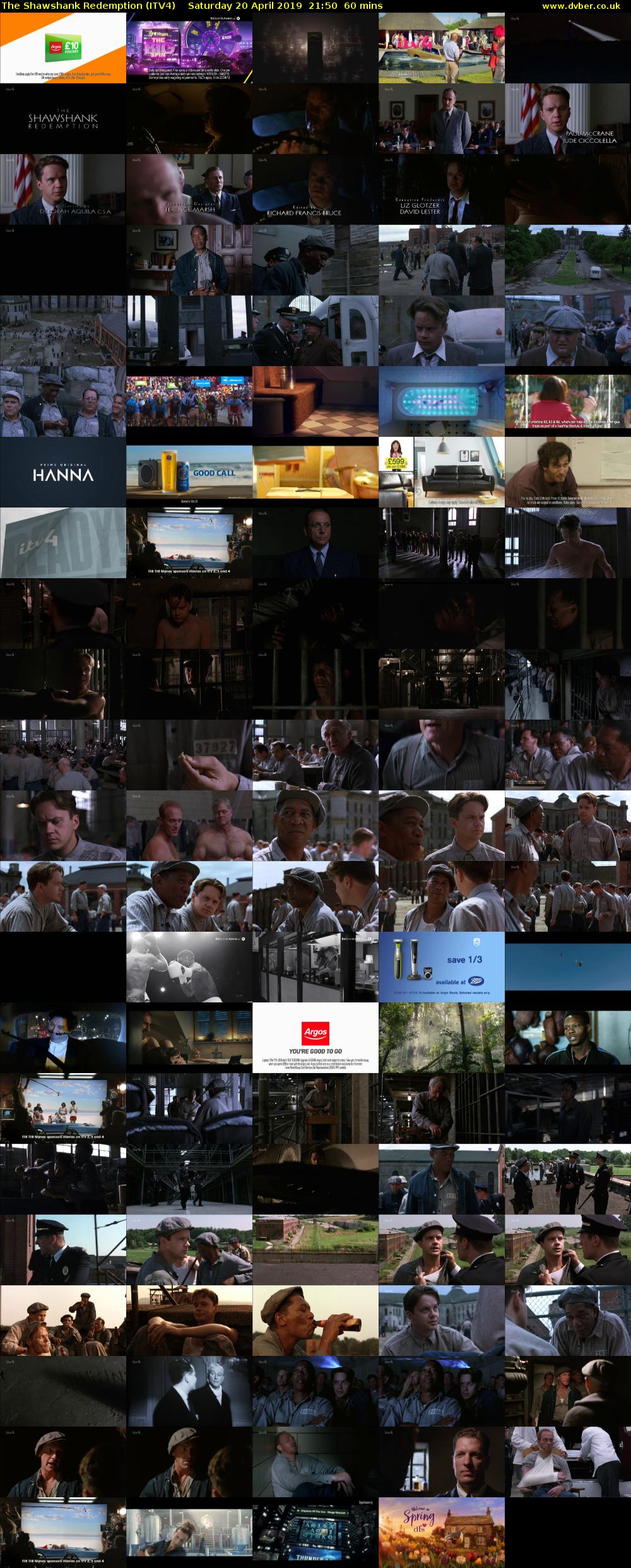 The Shawshank Redemption (ITV4) Saturday 20 April 2019 21:50 - 22:50