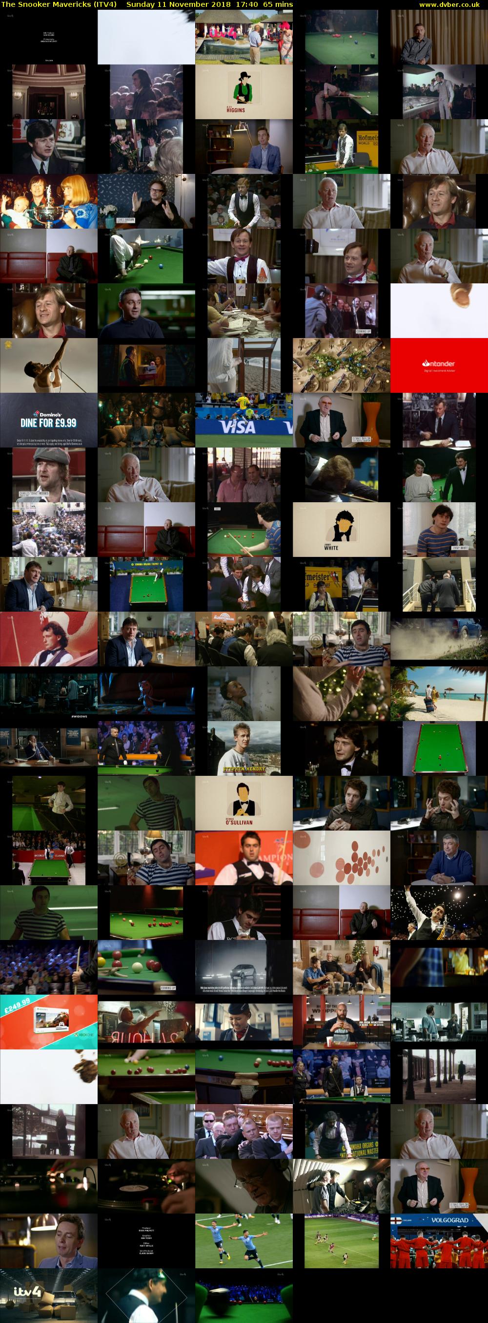 The Snooker Mavericks (ITV4) Sunday 11 November 2018 17:40 - 18:45