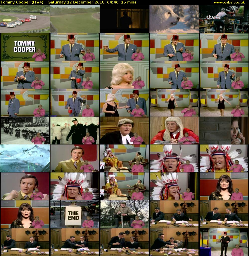 Tommy Cooper (ITV4) Saturday 22 December 2018 04:40 - 05:05