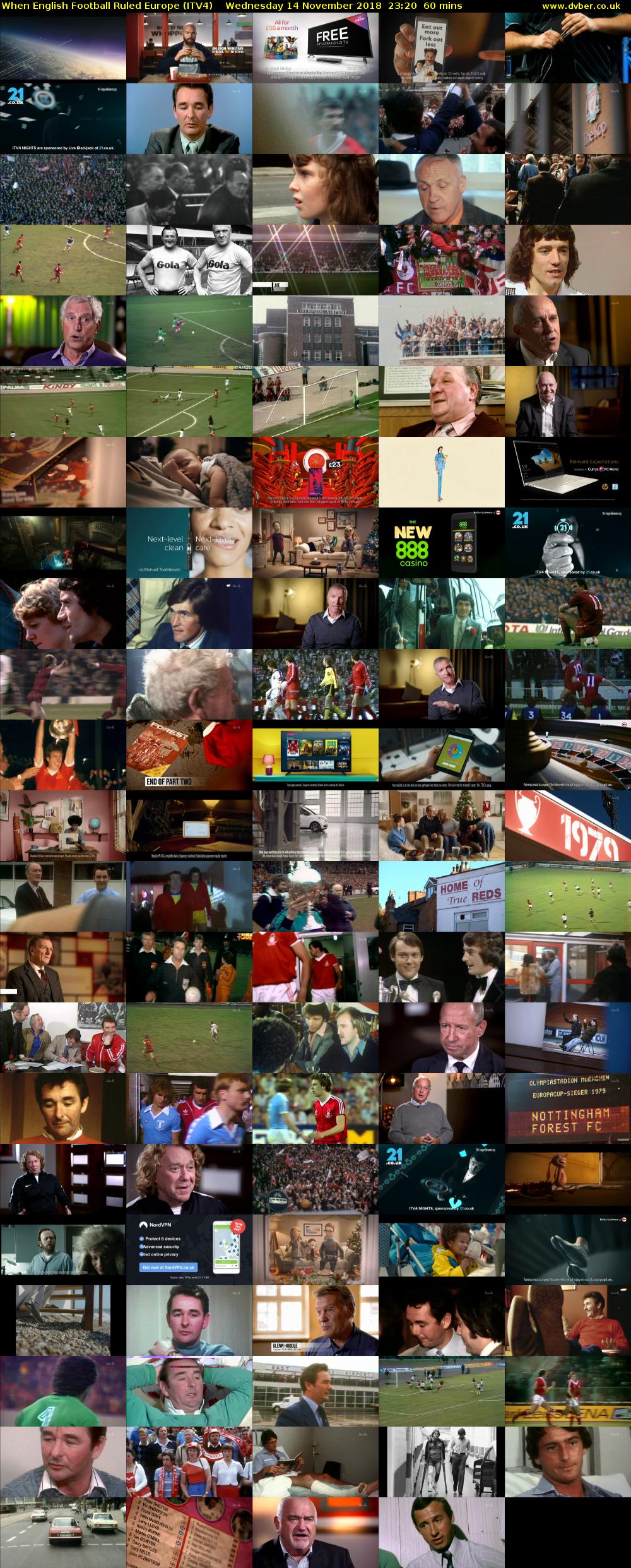 When English Football Ruled Europe (ITV4) Wednesday 14 November 2018 23:20 - 00:20