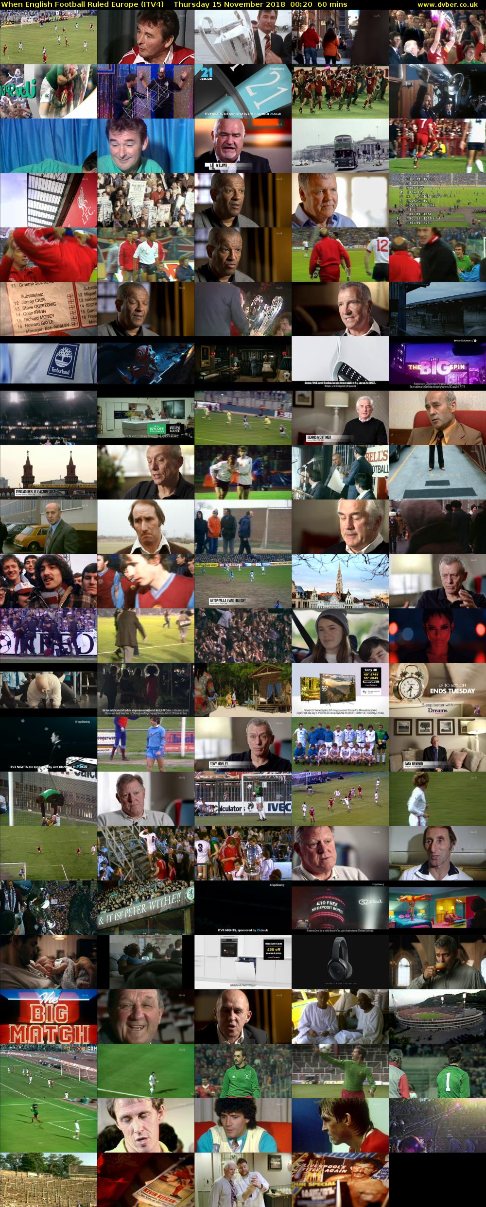 When English Football Ruled Europe (ITV4) Thursday 15 November 2018 00:20 - 01:20