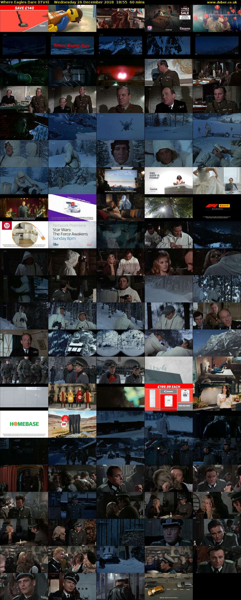Where Eagles Dare (ITV4) Wednesday 26 December 2018 18:55 - 19:55