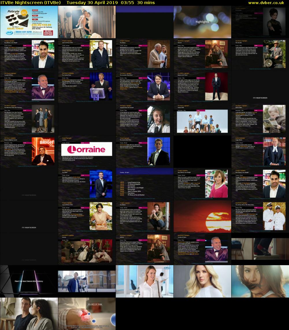 ITVBe Nightscreen (ITVBe) Tuesday 30 April 2019 03:55 - 04:25