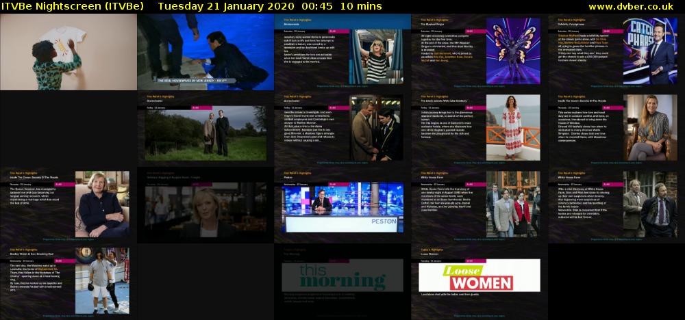 ITVBe Nightscreen (ITVBe) Tuesday 21 January 2020 00:45 - 00:55