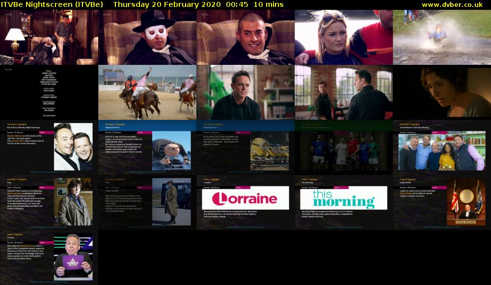 ITVBe Nightscreen (ITVBe) Thursday 20 February 2020 00:45 - 00:55