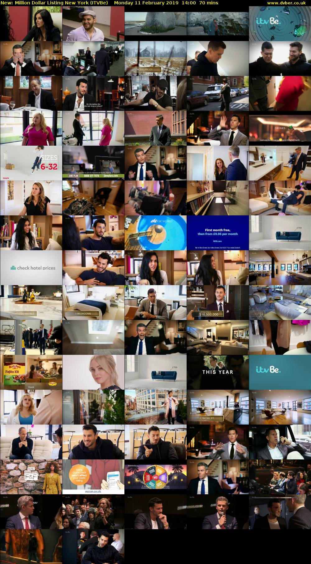 Million Dollar Listing New York (ITVBe) Monday 11 February 2019 14:00 - 15:10