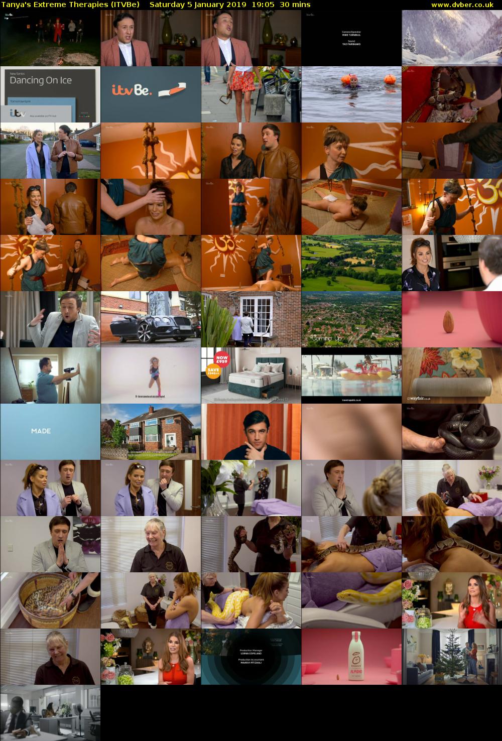 Tanya's Extreme Therapies (ITVBe) Saturday 5 January 2019 19:05 - 19:35