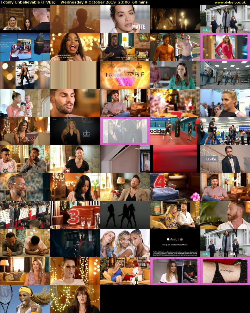Totally Unbelievable (ITVBe) Wednesday 9 October 2019 23:00 - 00:00