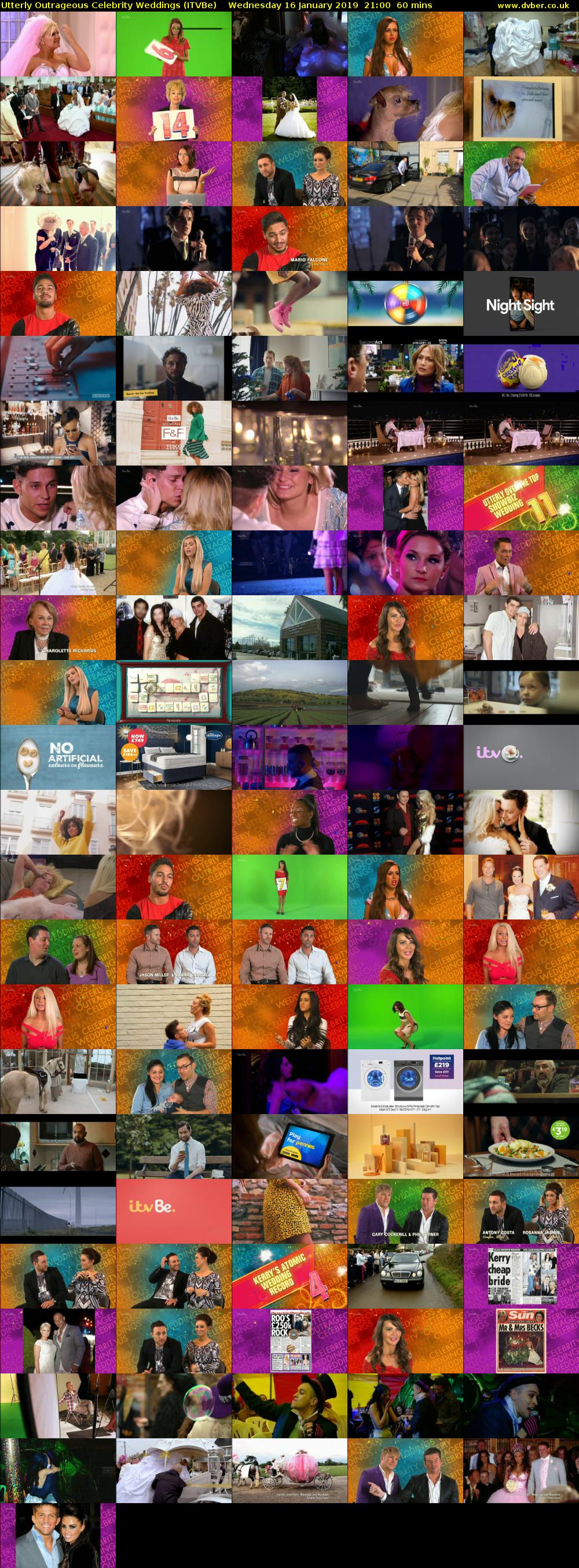 Utterly Outrageous Celebrity Weddings (ITVBe) Wednesday 16 January 2019 21:00 - 22:00