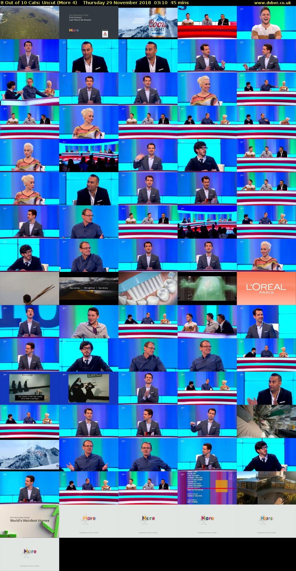 8 Out of 10 Cats: Uncut (More 4) Thursday 29 November 2018 03:10 - 03:55