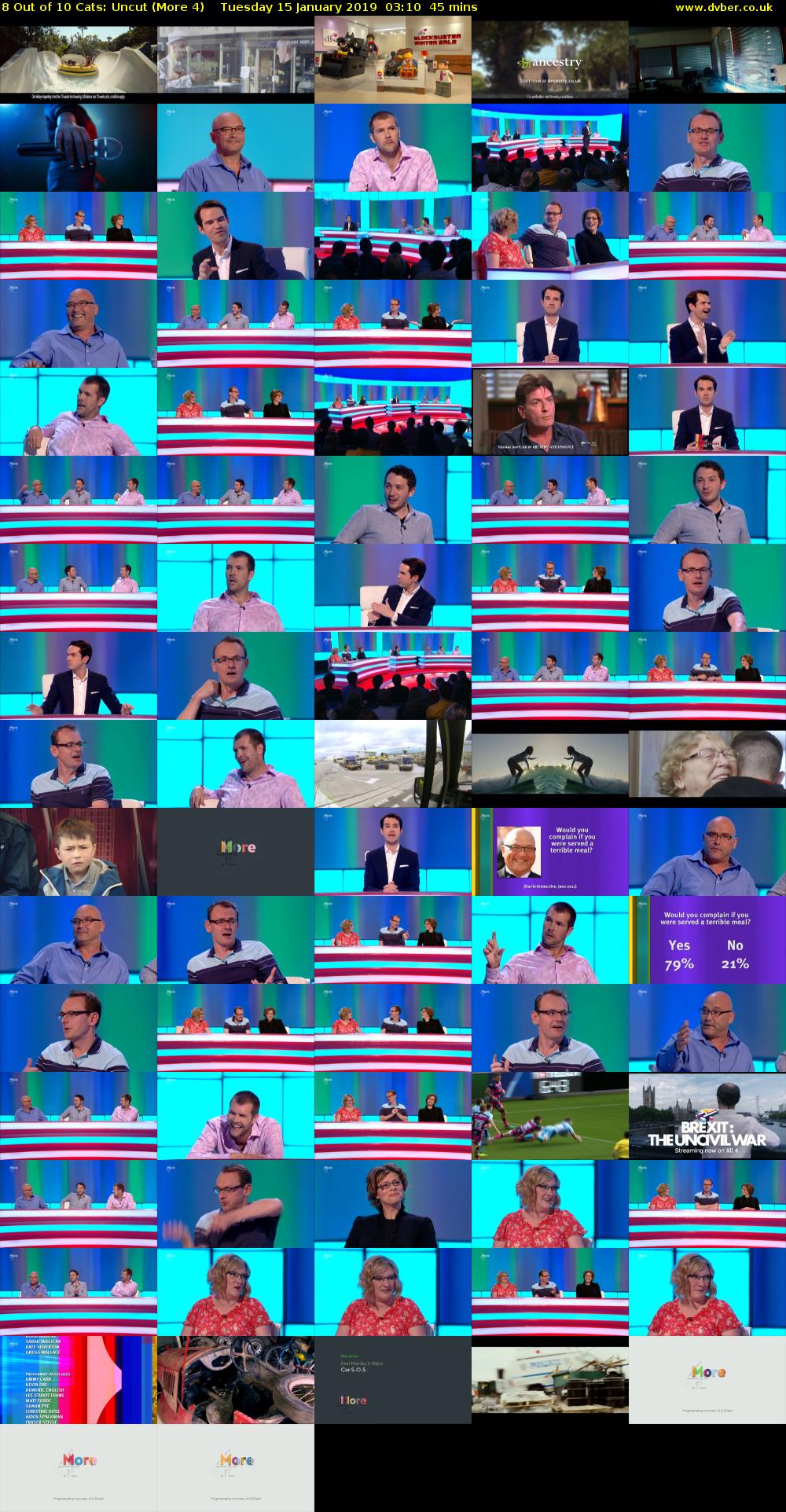 8 Out of 10 Cats: Uncut (More 4) Tuesday 15 January 2019 03:10 - 03:55