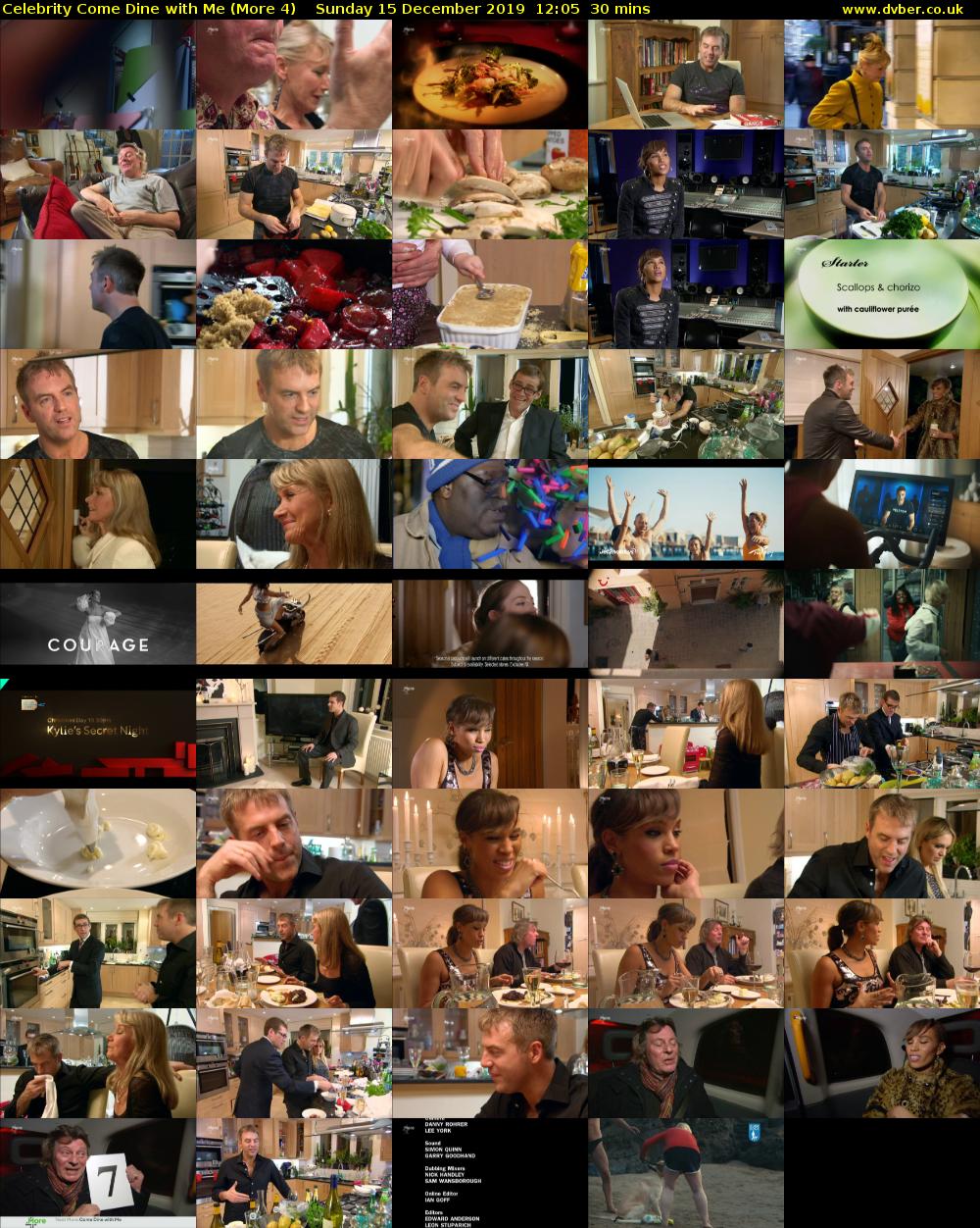 Celebrity Come Dine with Me (More 4) Sunday 15 December 2019 12:05 - 12:35