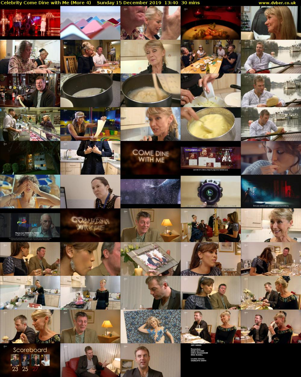 Celebrity Come Dine with Me (More 4) Sunday 15 December 2019 13:40 - 14:10