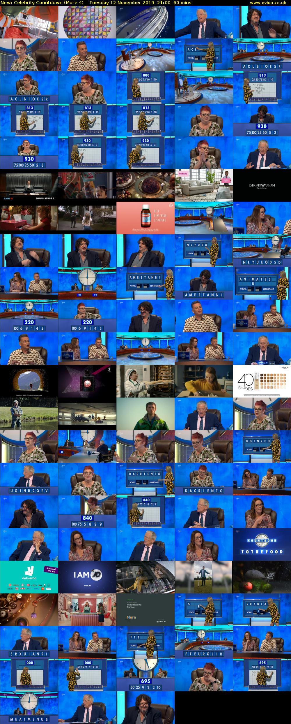 Celebrity Countdown (More 4) Tuesday 12 November 2019 21:00 - 22:00