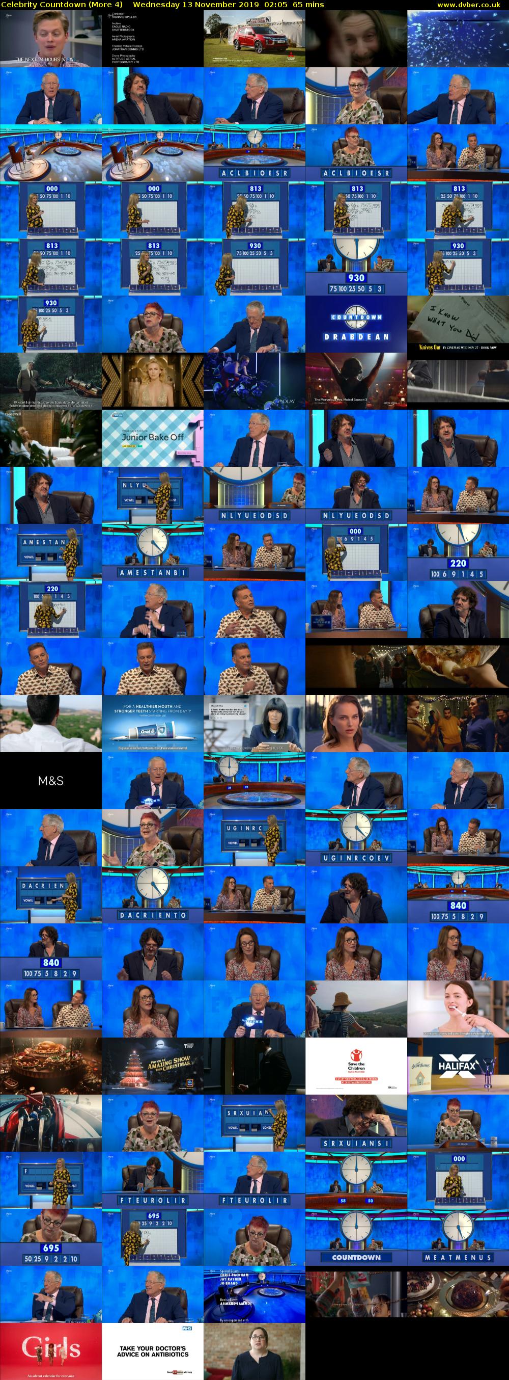 Celebrity Countdown (More 4) Wednesday 13 November 2019 02:05 - 03:10