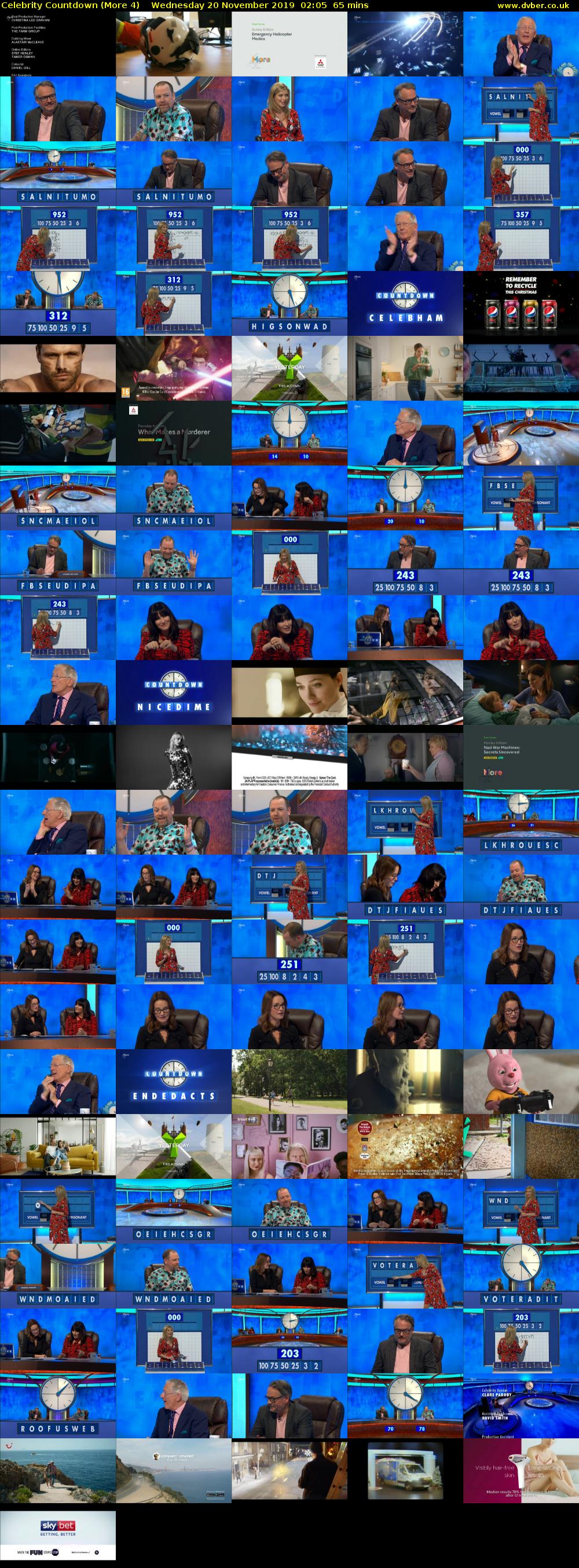Celebrity Countdown (More 4) Wednesday 20 November 2019 02:05 - 03:10