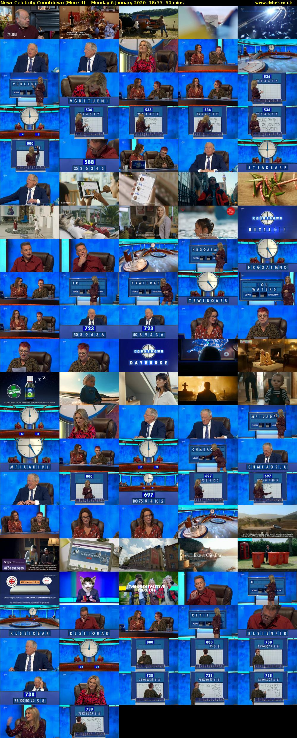 Celebrity Countdown (More 4) Monday 6 January 2020 18:55 - 19:55