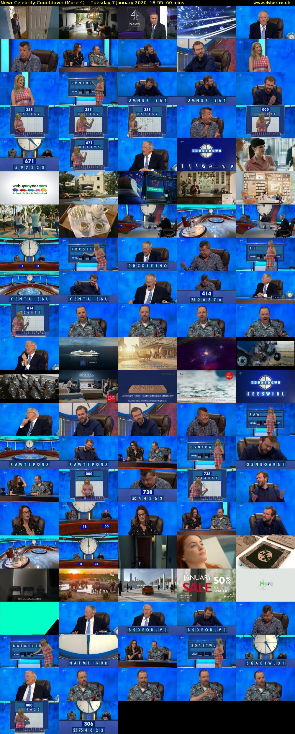 Celebrity Countdown (More 4) Tuesday 7 January 2020 18:55 - 19:55
