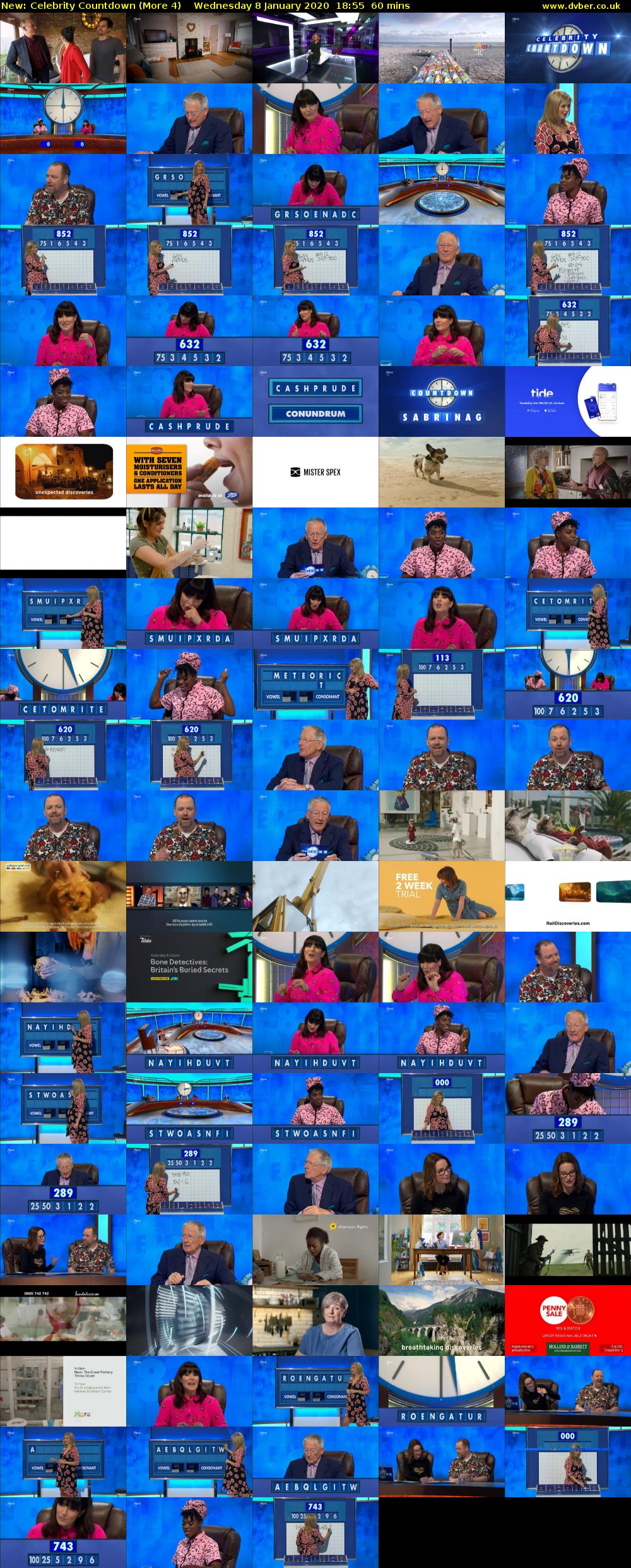 Celebrity Countdown (More 4) Wednesday 8 January 2020 18:55 - 19:55